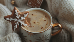 kubek z kakaem w pięknej zimowej scenerii